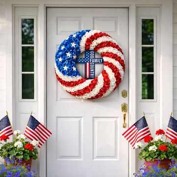 Discover Patriotic Christian Cross Front Door Wreath for 250 Years of America Decor