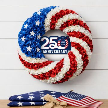 Discover 250th Anniversary American Flag Wreath for Patriotic Front Door Decoration