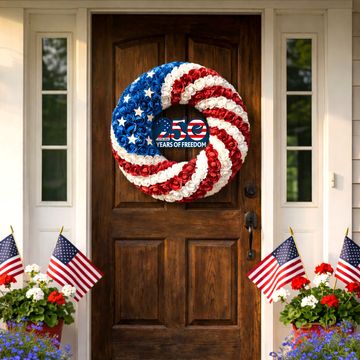 Discover 250th Rose Wreath, 250 Years of Freedom Front Door Eagle Patriotic Decor