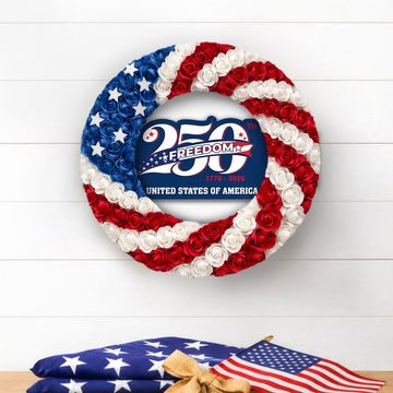 Discover 250 Years American Flag Wreath, 1776 2026 Patriotic Front Door Decor