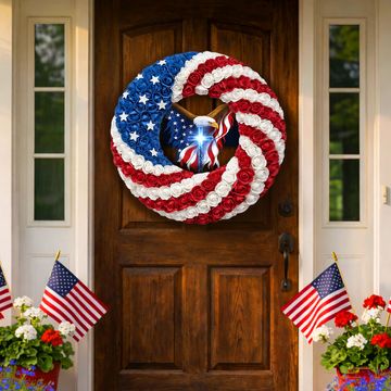 Discover Patriotic Christian Eagle Cross Front Door Wreath for 250 Years of America