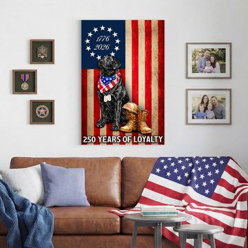 Discover 250 Years American Flag with Painting Patriotic Labrador Veteran Canvas Wall Art