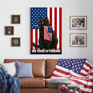 Discover Black Cat Canvas Wall Art, 250 Years of Freedom Historic USA Decor
