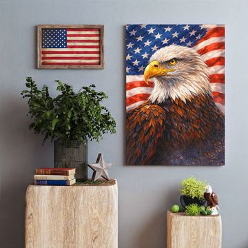 Discover Patriotic Eagle with Painting American Flag Canvas Wall Art Decor