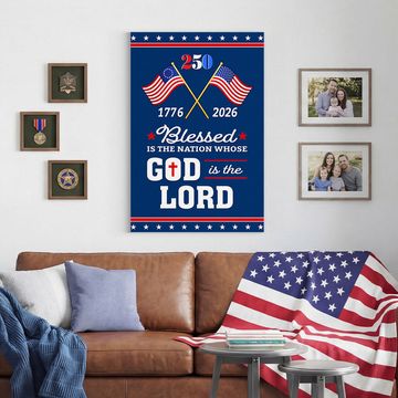 Discover Patriotic 250 Years of Christian Canvas Wall Art with Painting American Flag