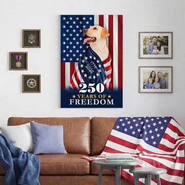 Discover 250 Years of Freedom Canvas Wall Art, Labrador Retriever Wrapped in Glory Decor