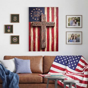 Discover In God We Trust Patriotic Christian with Painting Betsy Ross Flag Canvas Wall Art
