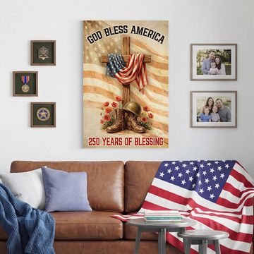 Discover 250 Years of Blessing Canvas Wall Art, God Bless America Christian Decor