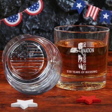 Discover One Nation Under God American Engraved Whiskey Glass Patriotic Gift