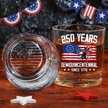 Discover America 250th Anniversary Eagle Old Fashioned Printed Whiskey Glass