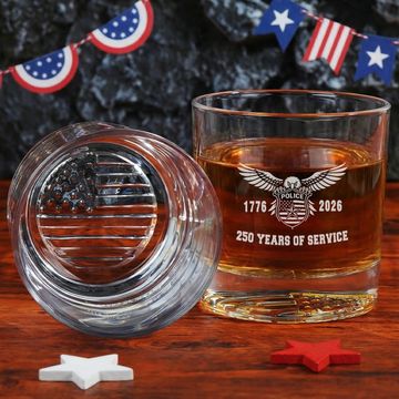 Discover 250 Years of Service with Eagle Police Engraved Whiskey Glass