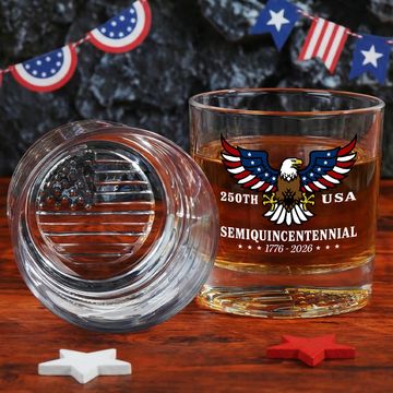 Discover 250th Anniversary America Semiquincentennial Printed Whiskey Glass Gift