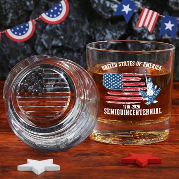 Discover 250th Anniversary of America Printed Whiskey Glass with Patriotic Gift Box