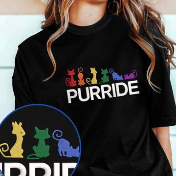 Discover LGBT Shirts, Pride Month Purride Funny Cats LGBT Embroidered T-shirt