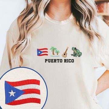 Discover Puerto Rico Boricua Puerto Rican Embroidered T-shirt