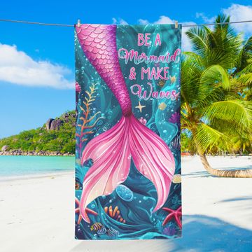 Discover Be A Mermaid Make Waves Beach Towel