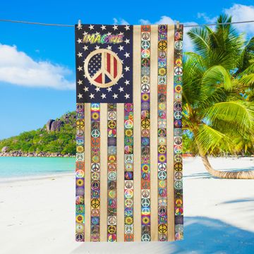 Discover Peace Sign Hippie Beach Towel