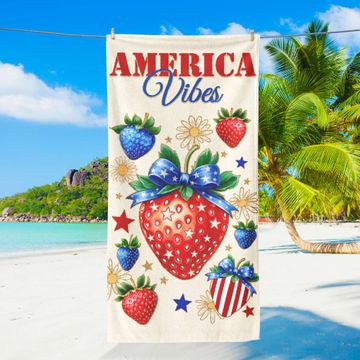 Discover 4th of july Strawberry Beach Towel