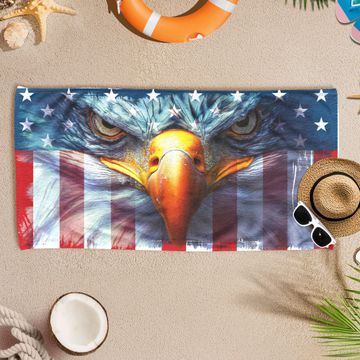 Discover America Flag, Patriotic Eagle American Beach Towel