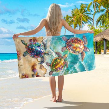 Discover Beach Towel with Sea Turtle