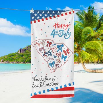 Discover American States South Carolina Happy 4th of july Beach Towel