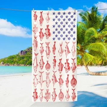 Discover Fish Sea Shells American Beach Towel