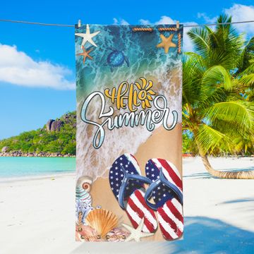 Discover Hello Summer Beach Flip Flops American Beach Towel
