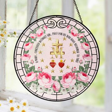Discover Marian Catholic Virgin Mary Religious Stained Glass Suncatcher