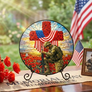Discover Memorial Day Red Flowers Cross Stained Glass Suncatcher Veterans Decor