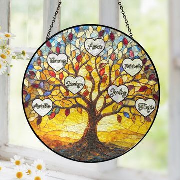 Discover Tree of Life Custom Names Personalized Stained Glass Suncatcher