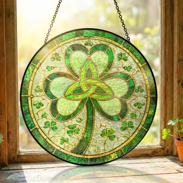 Discover Irish Celtic Knot Shamrock Stained Glass Suncatcher for St. Patrick’s