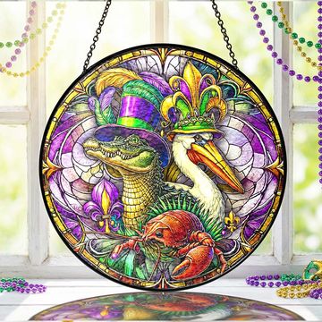 Discover Mardi Gras Suncatcher, Alligator Pelican and Crawfish Gift Decor