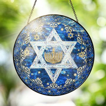 Discover Jewish Star of David, Christmas Hanukkah Stained Glass Suncatcher 3-Day Shipping