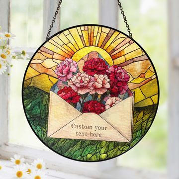Discover Custom Letter Birth Month Flower Stained Glass Suncatcher