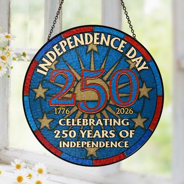 Discover USA 250 Years Glass Suncatcher - Patriotic Window Hanging for 250th Anniversary