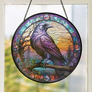 Discover Raven Stained Glass Gothic Crow Stained Glass Suncatcher 3-Day Shipping