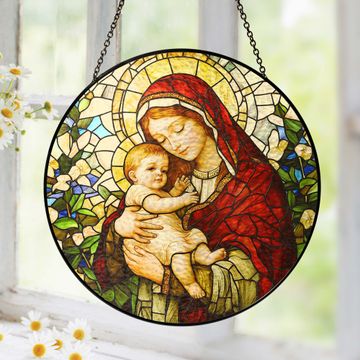 Discover Blessed Virgin Mary Catholic  Religious Stained Glass Suncatcher