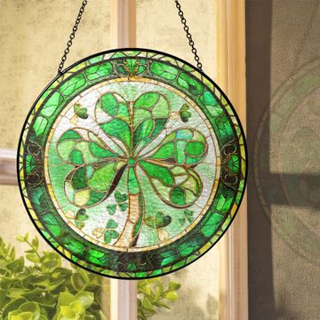 Discover Shamrock Irish Stained Glass Suncatcher 3-Day Shipping