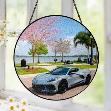 Discover Car Stained Glass Suncatcher | Christmas Tree Ornament for Holiday Decor