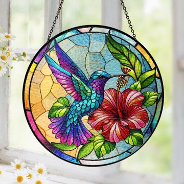Discover Hummingbird Stained Glass Suncatcher