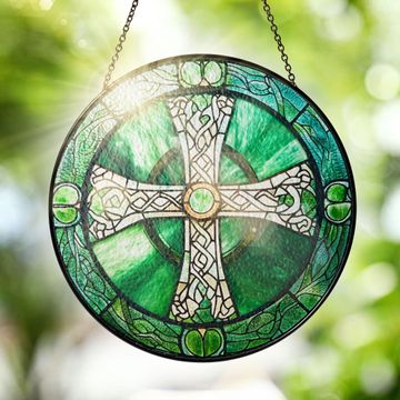 Discover Irish Celtic Cross Stained Glass Suncatcher