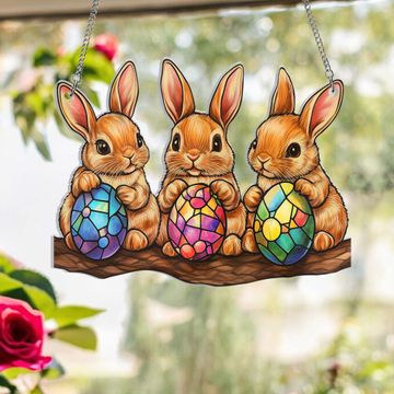 Discover Easter Bunny Eggs Spring Acrylic Suncatcher Window Hanging
