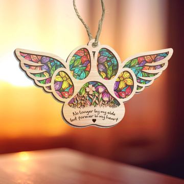 Discover Christmas Ornament, Dog Paw with Angle Wings in Heaven, Memorial Suncatcher Ornament