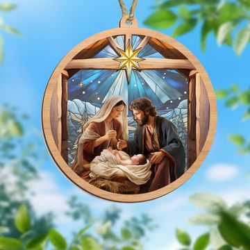 Discover Christmas Ornament, Nativity of Jesus O Holy Night Christmas Suncatcher Ornament