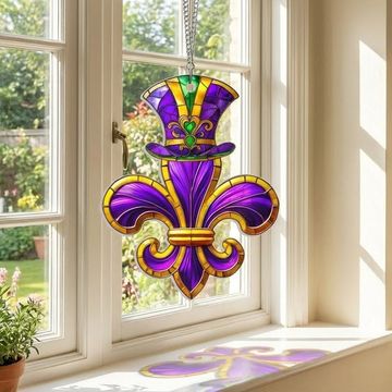 Discover Louisiana Fleur De Lis Mardi Gras Acrylic Suncatcher Hanging