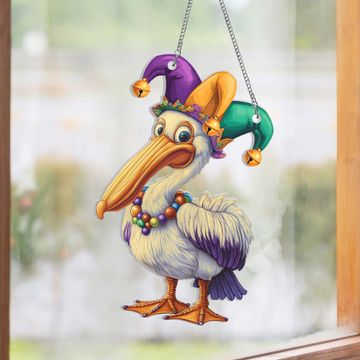 Discover Pelican Mardi Gras Suncatcher Acrylic Hanging Sign
