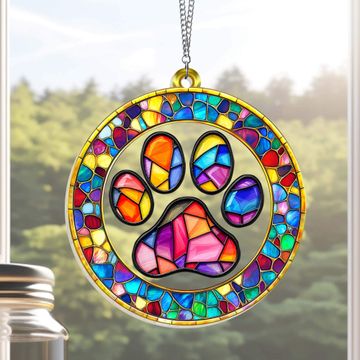 Discover Pet Paw Dog Lover Memorial Dog Acrylic Suncatcher Window Hanging