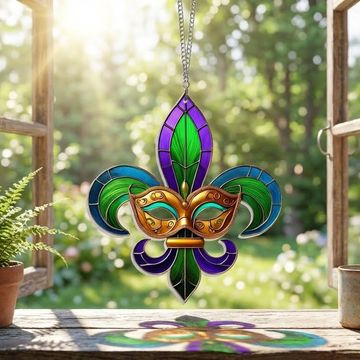 Discover Mardi Gras Fleur de Lis Acrylic Suncatcher Hanging Gift for Mardi Gras Louisiana
