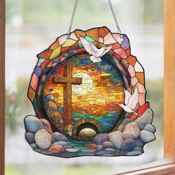 Discover Empty Tomb Resurrection Cross Easter Day Suncatcher Acrylic Hanging Sign