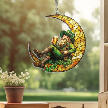 Discover Irish Decor Saint Patrick's Day Irish Leprechaun Acrylic Suncatcher Hanging Sign